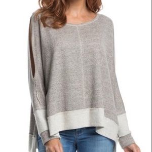 Elan Taupe high low neutral fall cutout top S